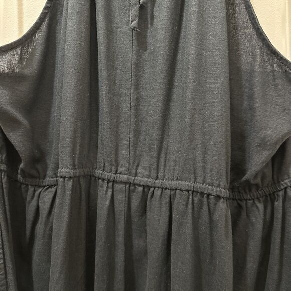 Ava & Viv Womens Midi Sheath Dress Size 2X Black Linen Sleeveless Classic LBD - Picture 13 of 14